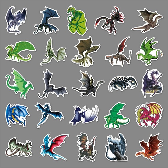 Dragon Stickers 50pcs Long Lasting PVC Material - Picture 4 of 6